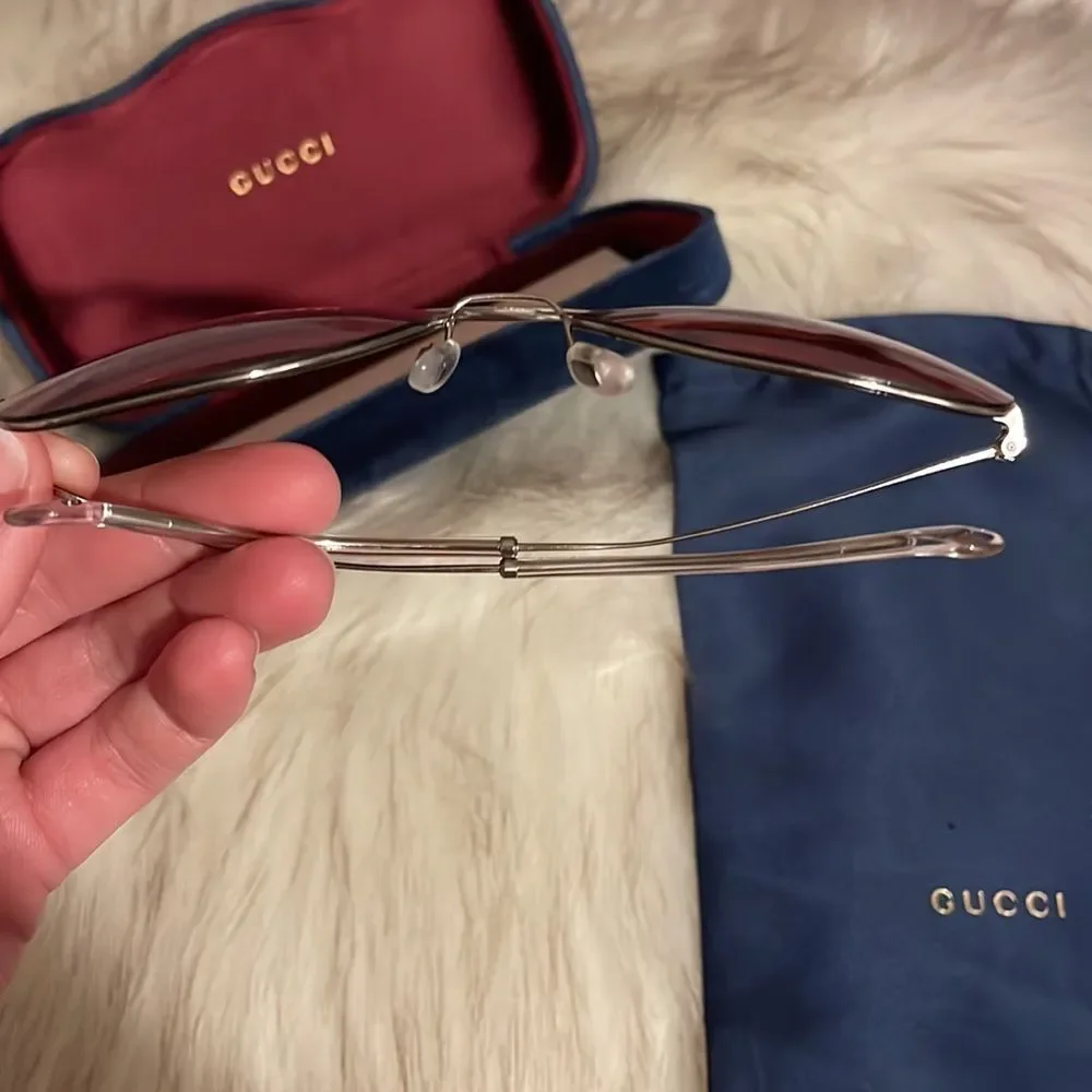 NIC Gucci Aviator Mirrored Sunglasses in Pink And Blue Combo & Silver Hardware